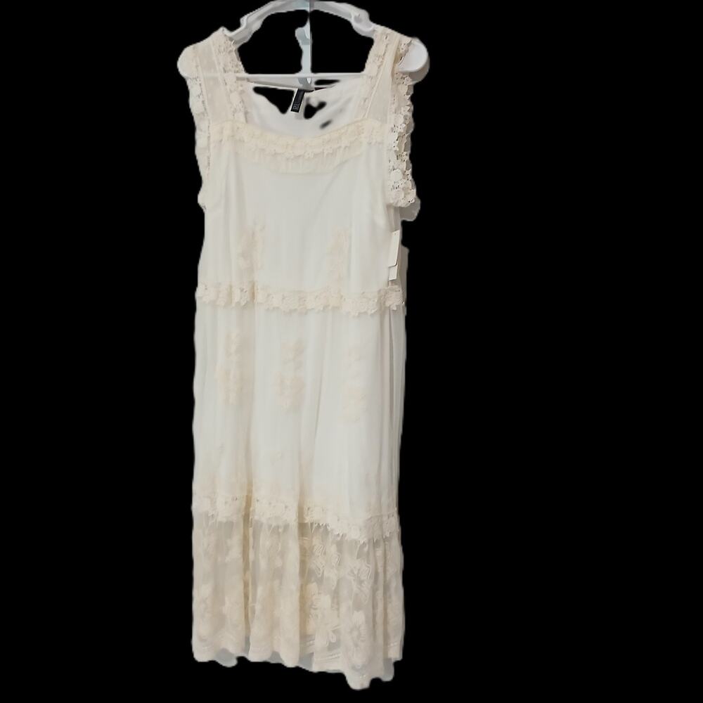 NWTRomantic BoHo Ivory Lace Embroidered Dress Country Chic Cottagecorp Bridal XL
